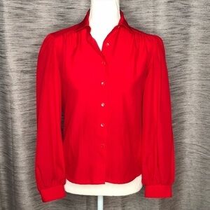 JUDY BOND RED LONG SLEEVED PUFFY BLOUSE SIZE 4 VINTAGE